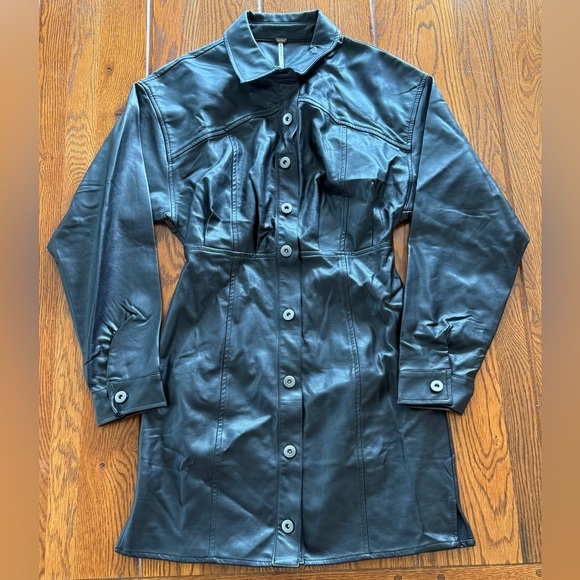 NWOT FREE PEOPLE X REVOLVE Amber Faux Leather Mini Dress - Picture 5 of 11